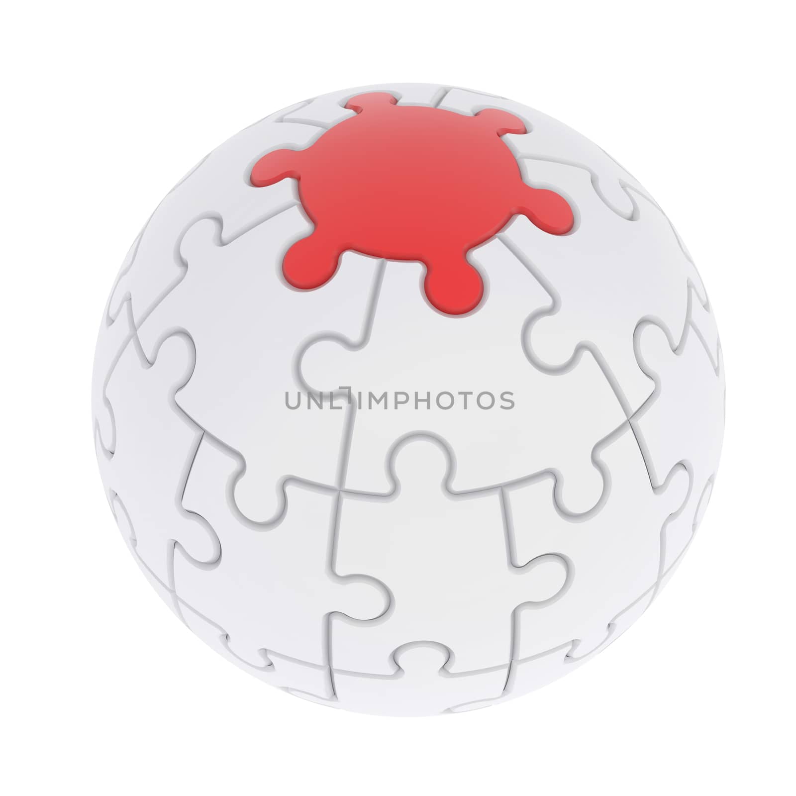 Sphere consisting of puzzles. Isolated render on a white background
