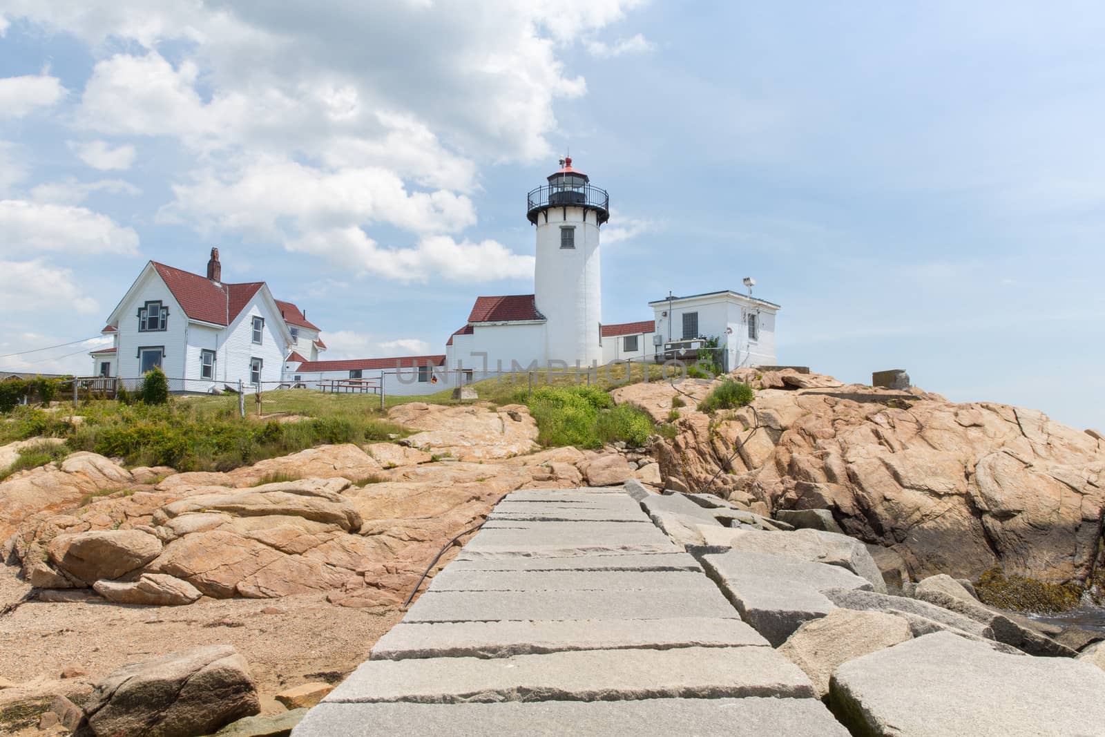 The Eastern Point Lighthouse serves the Gloucester Harbor in Massachusetts.