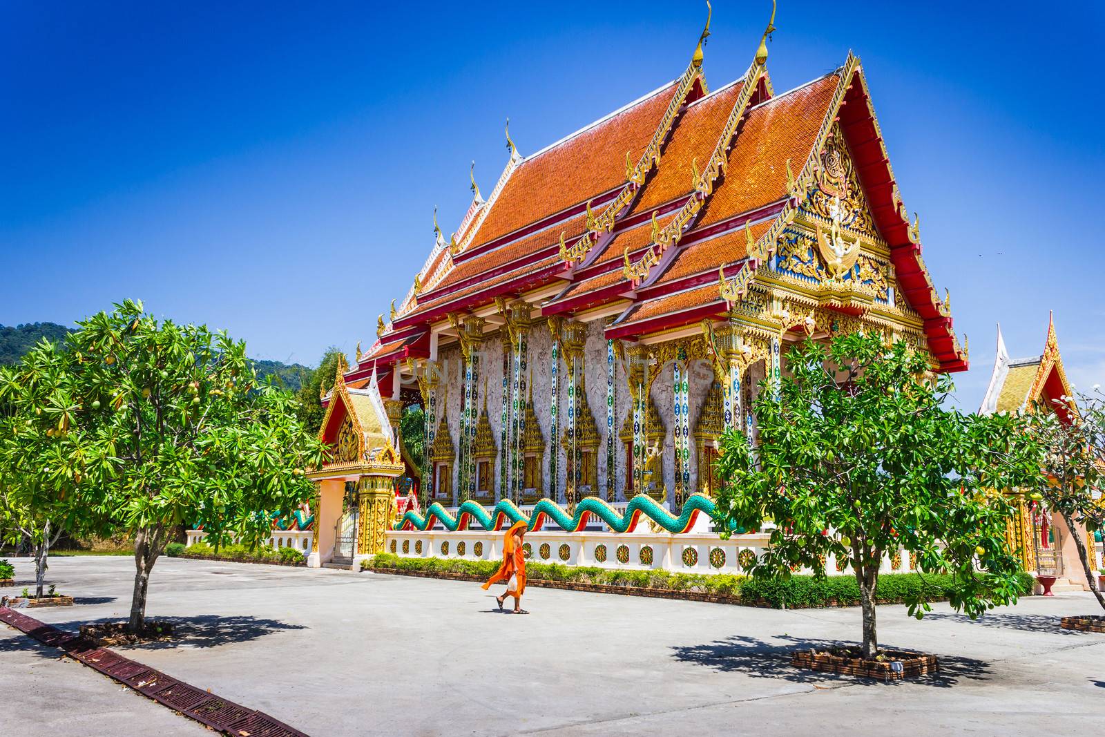 Temple of the black sitting monk in Thailand