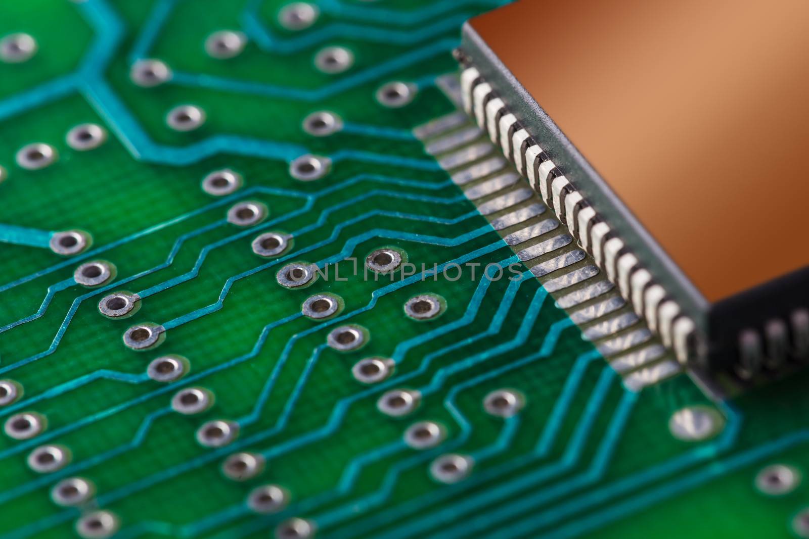 Close up of circuit board with electronic components