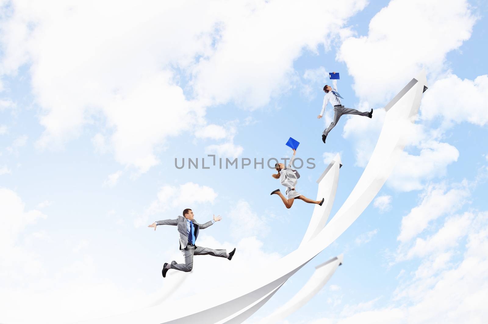 Businesspeople jumping by sergey_nivens