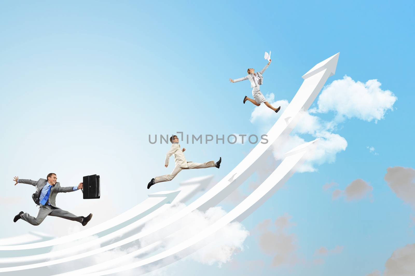 Businesspeople jumping by sergey_nivens