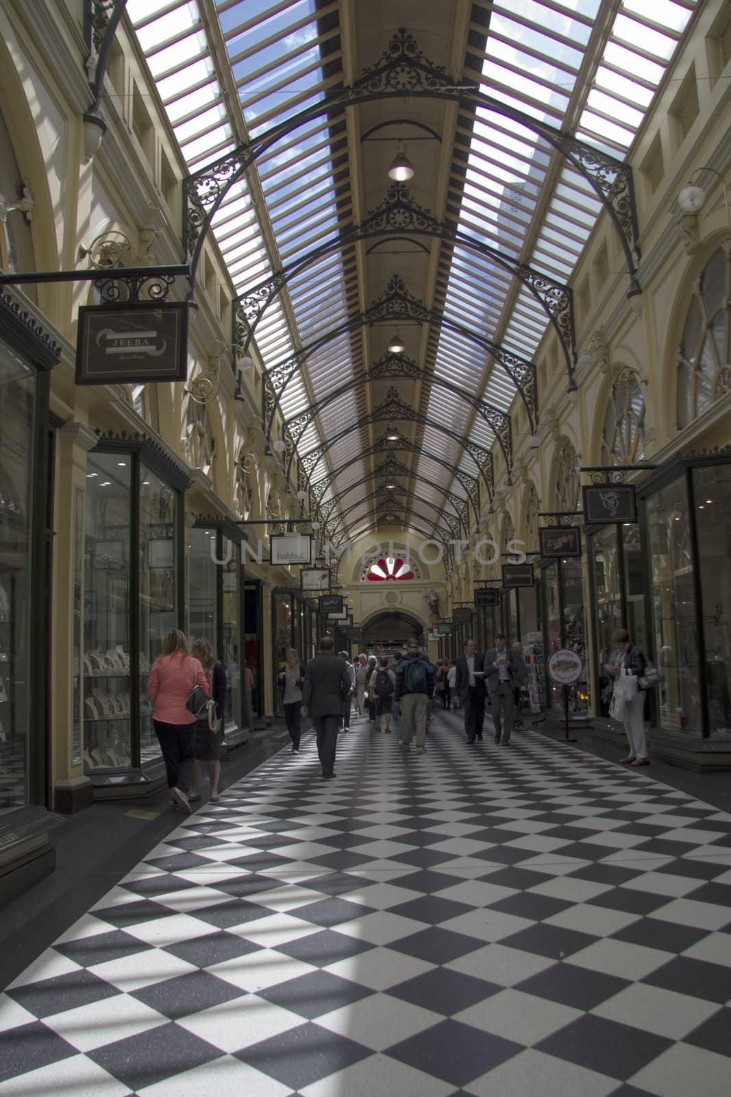MELBOURNE, AUSTRALIA MAR 18TH: The Royal Arcade in Melbourne on March 18th 2013. Built in 1869, the arcade is listed in the Victorian Heritage Register.