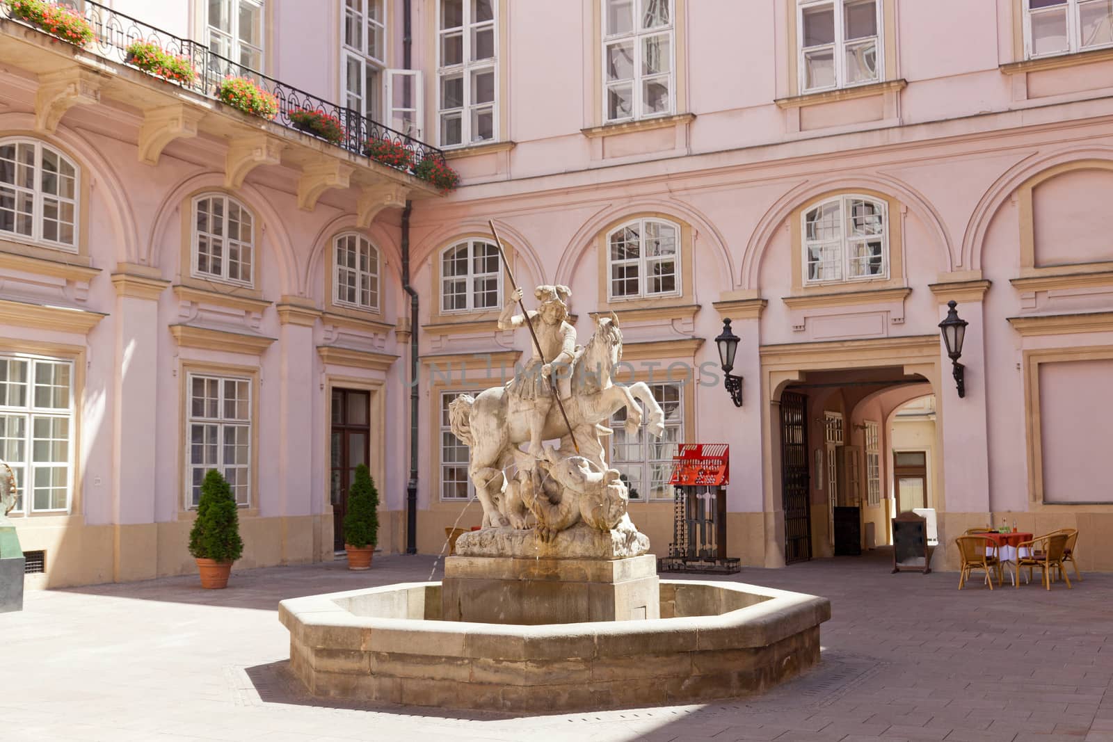 Sculpture in a yard of a museum of history in Bratislava, Slovakia by elena_shchipkova