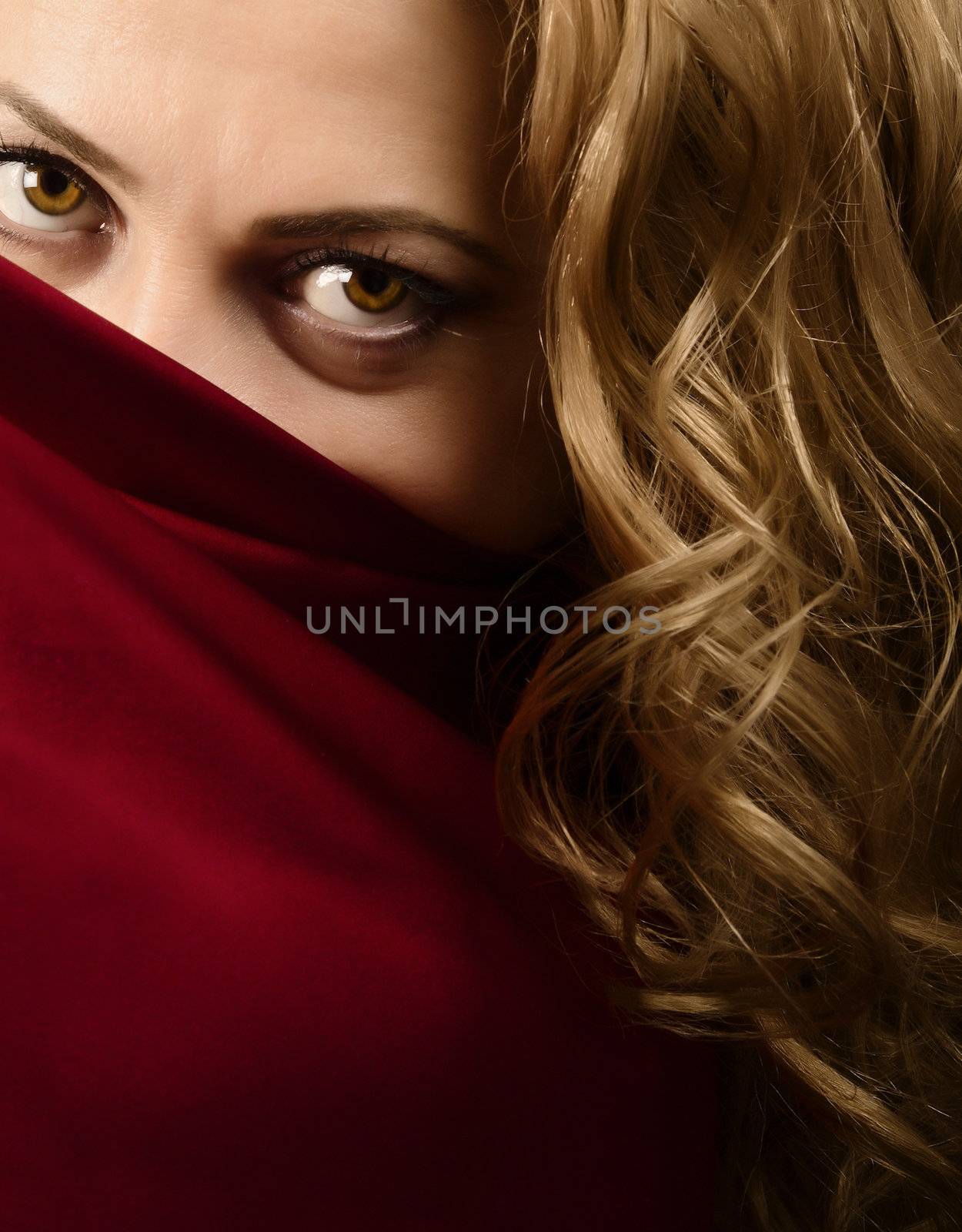 Beautiful blonde women with a mysterious expression