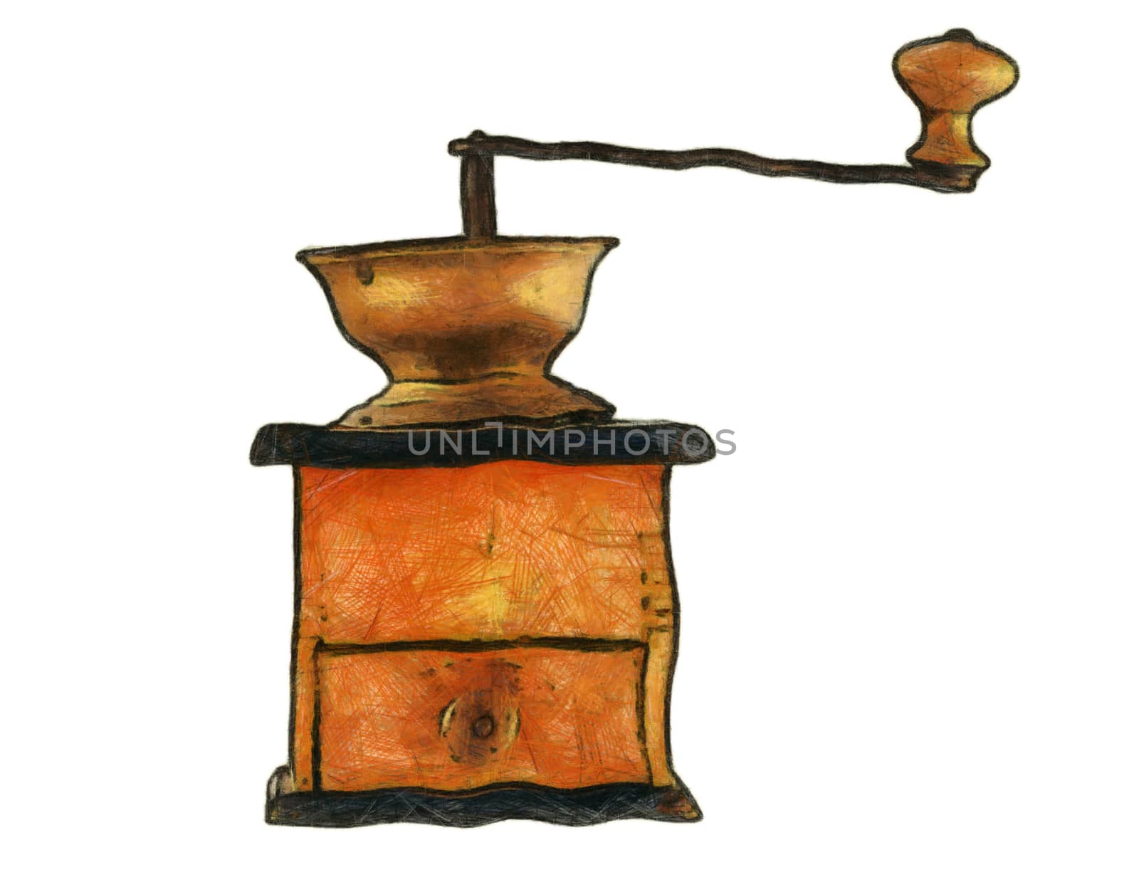 Drawing of the old coffee grinder