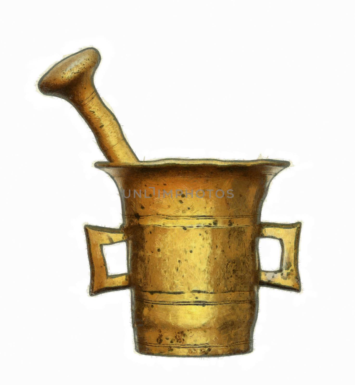 Drawing of the mortar and pestle - kitchen ware