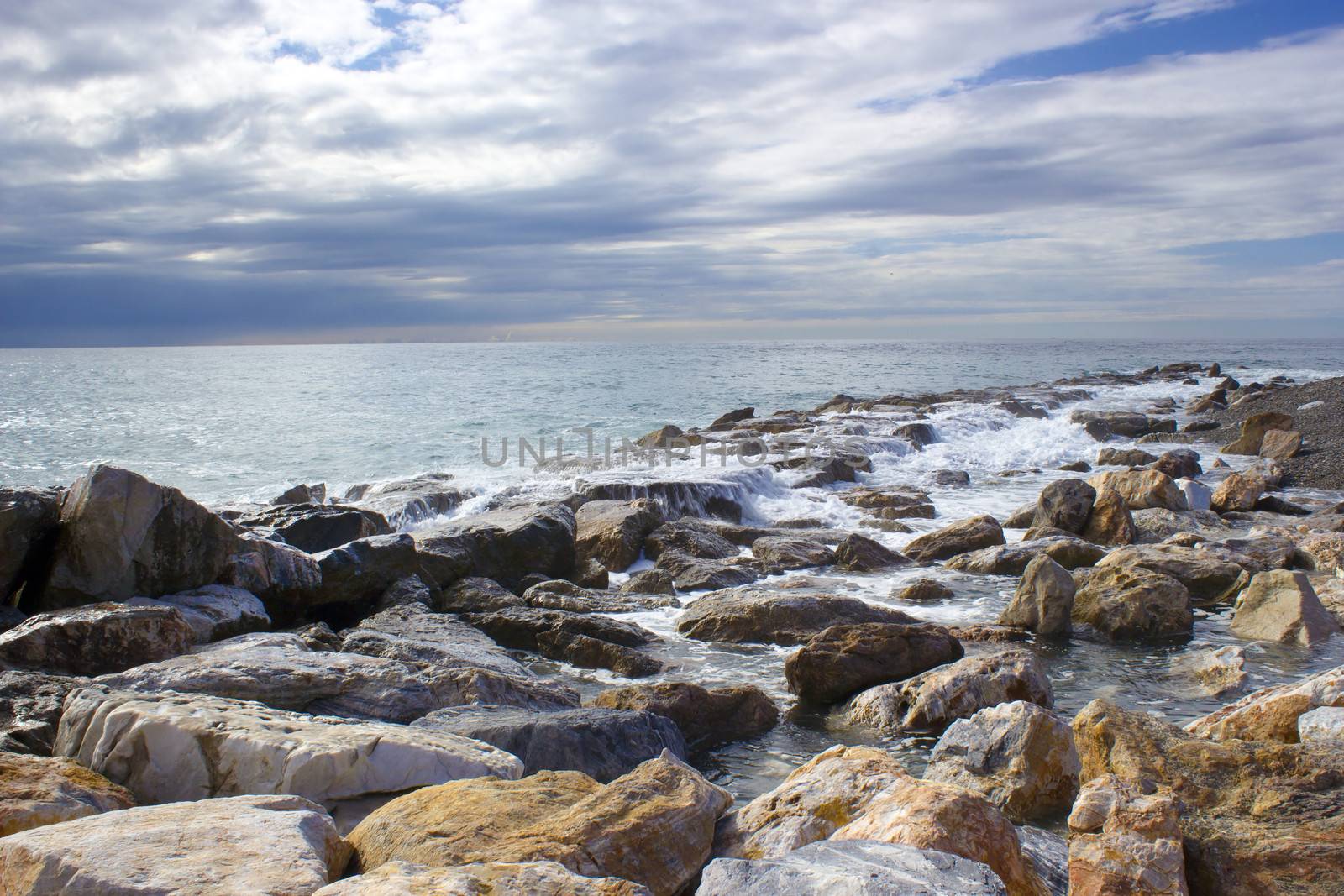 Stone beach in Almunecar, Andalusia, Spain