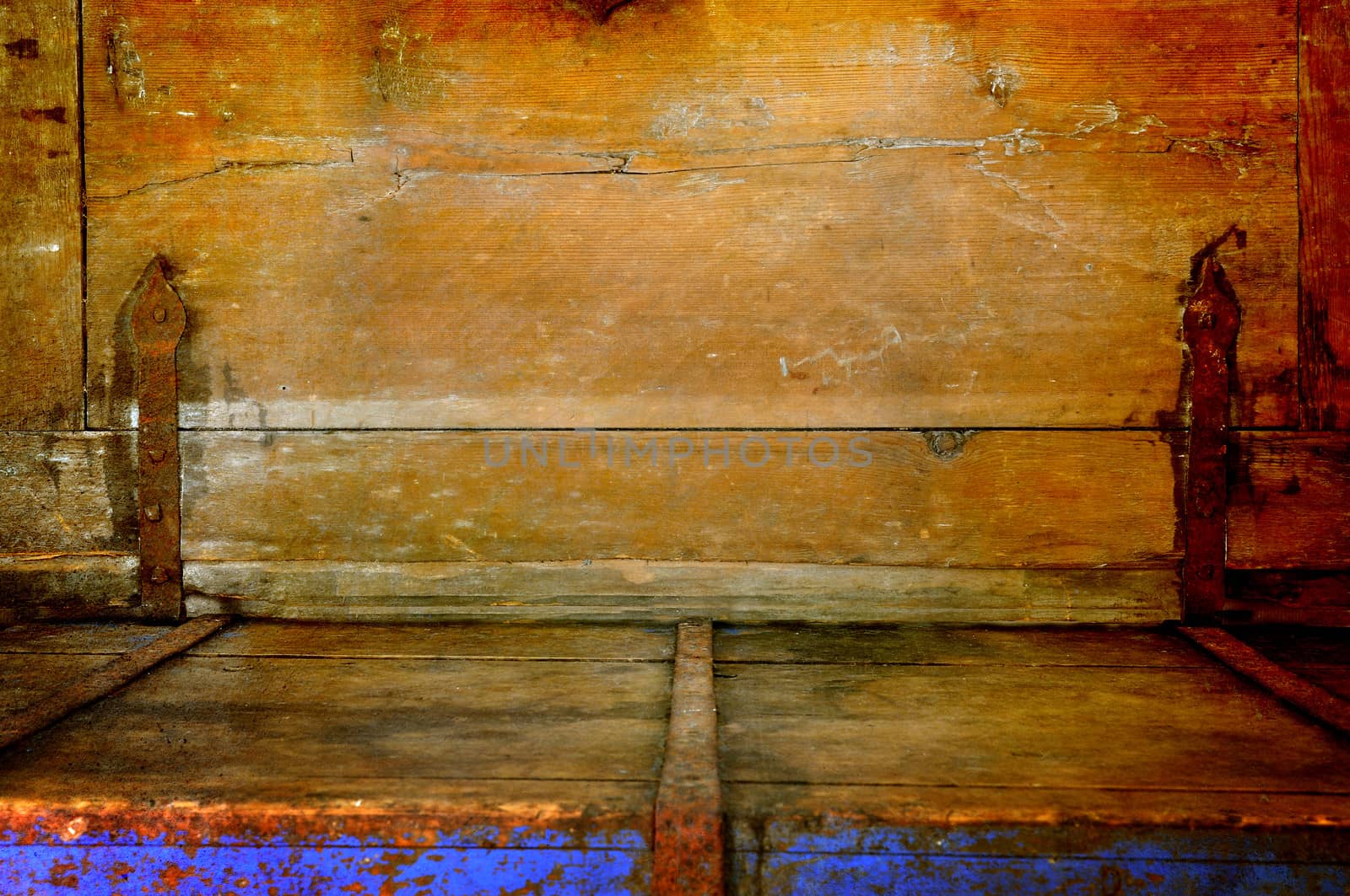 Old wooden chest with wooden background