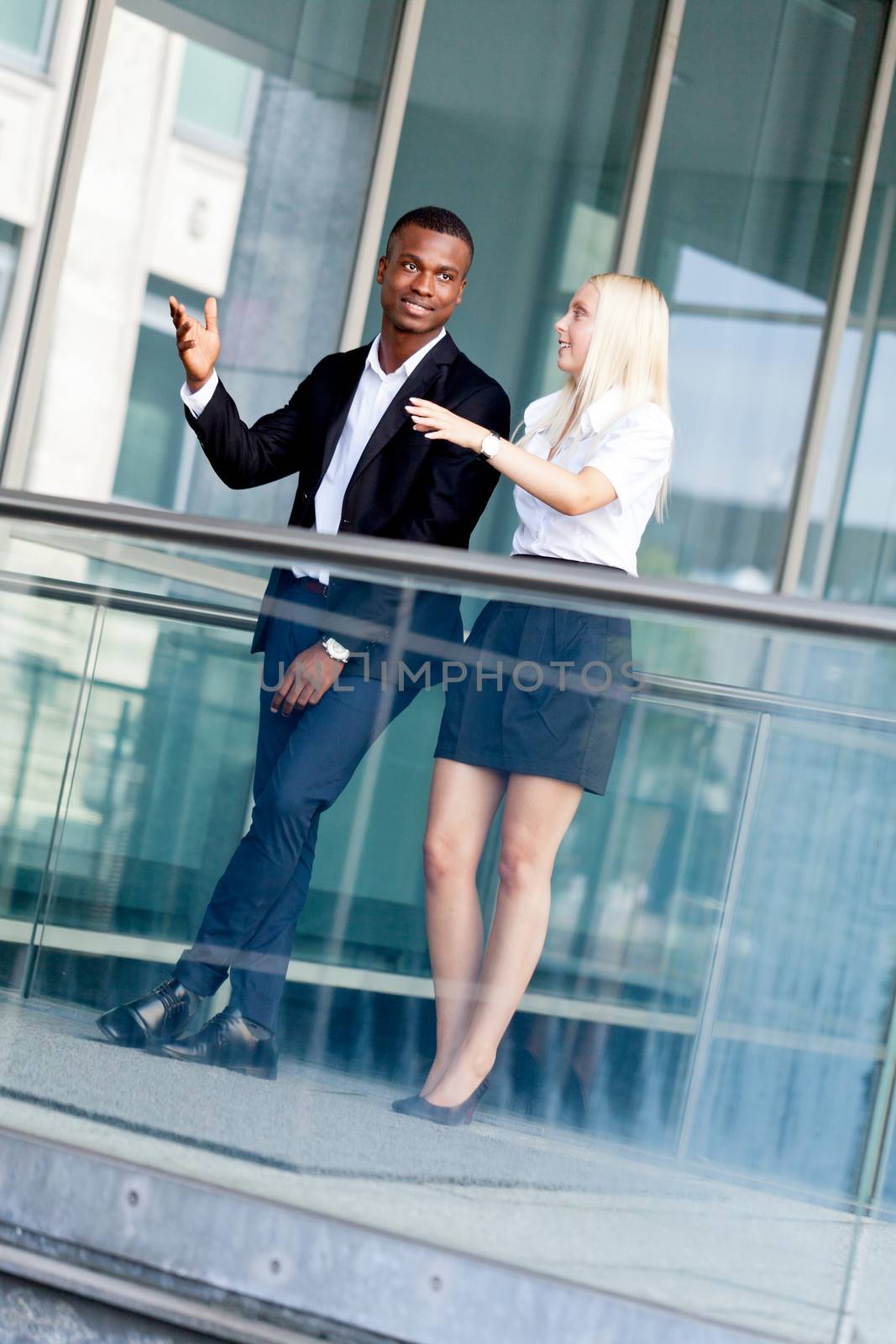 successful smiling business team diversity outdoor summer professional