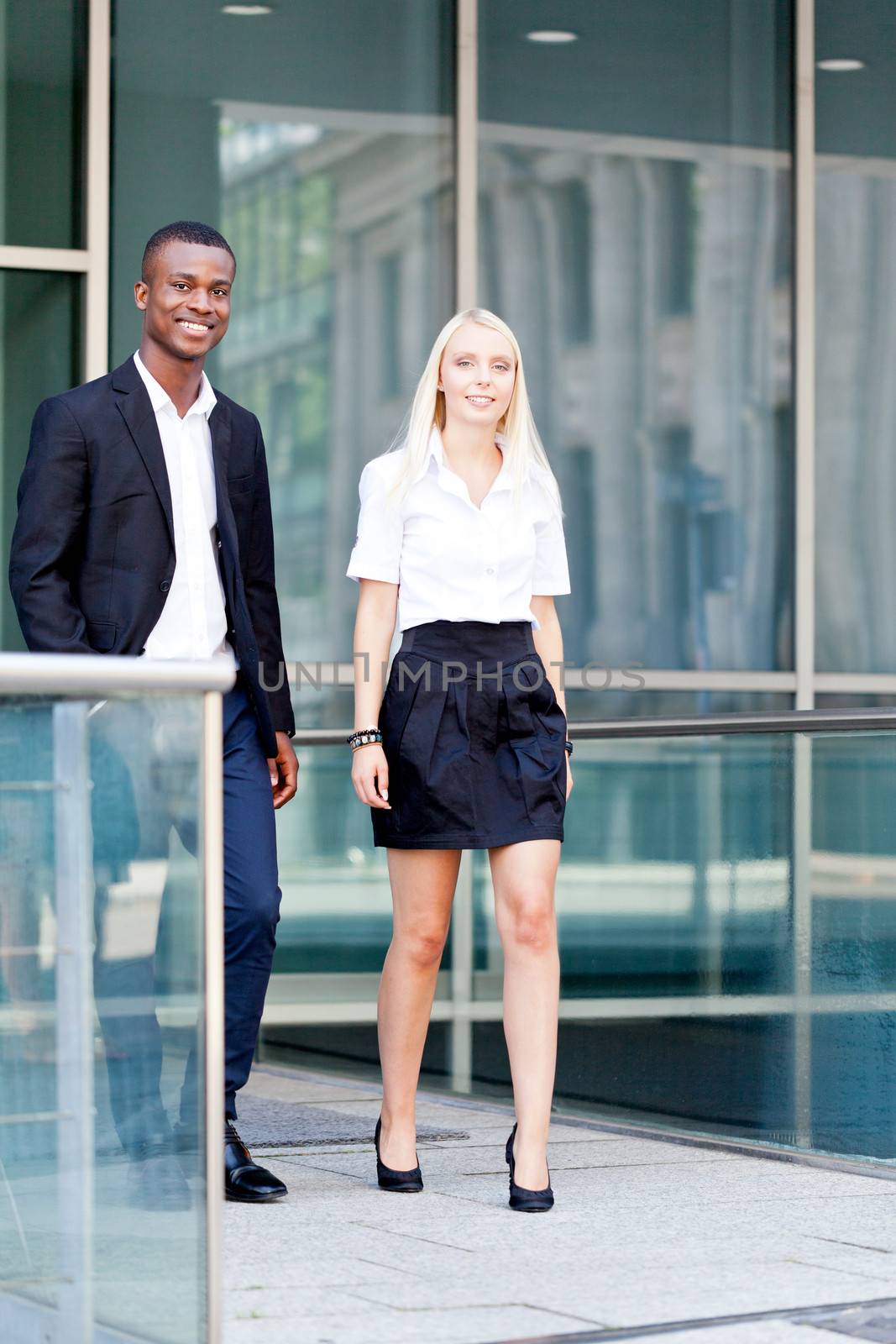 successful smiling business team diversity outdoor summer professional