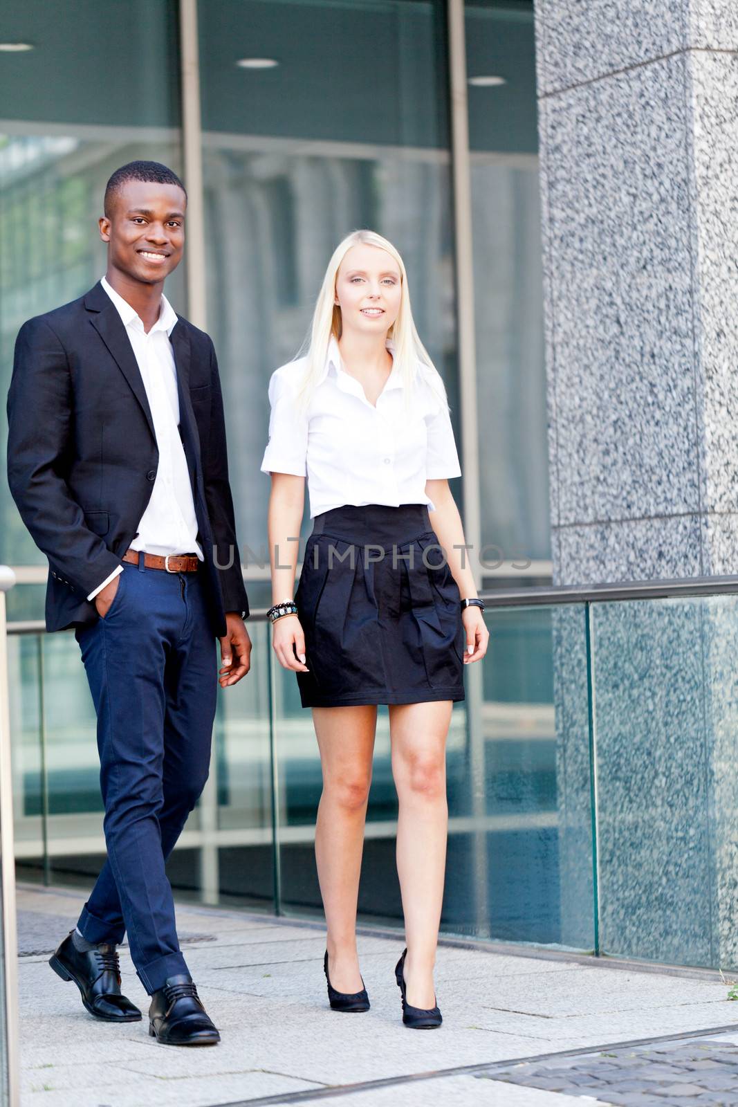 successful smiling business team diversity outdoor summer professional