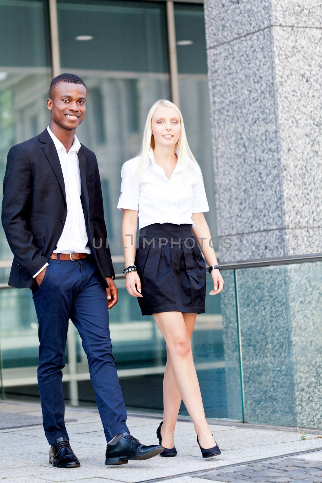 successful smiling business team diversity outdoor summer professional