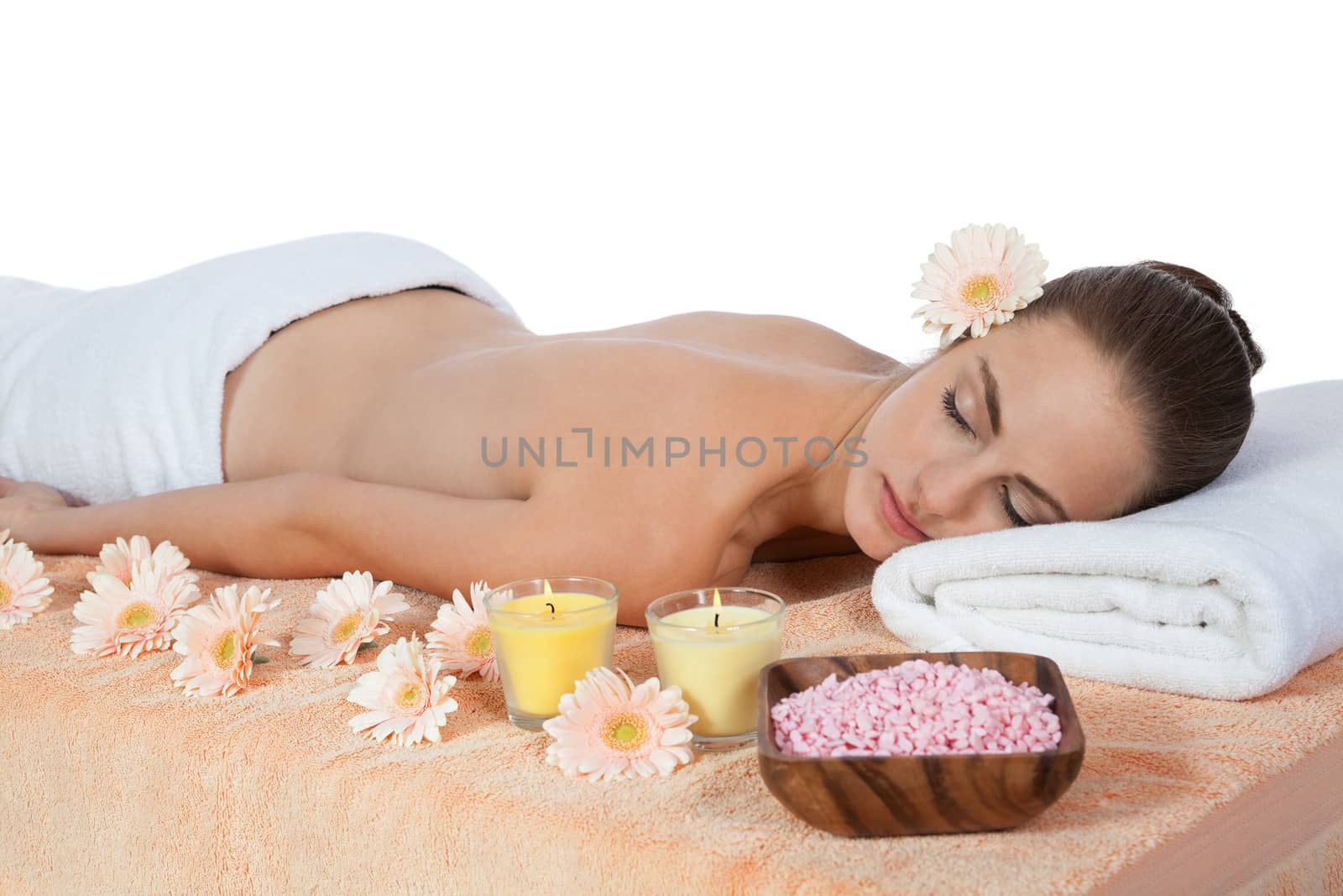 young attractive smilig woman doing wellness spa relaxing massage