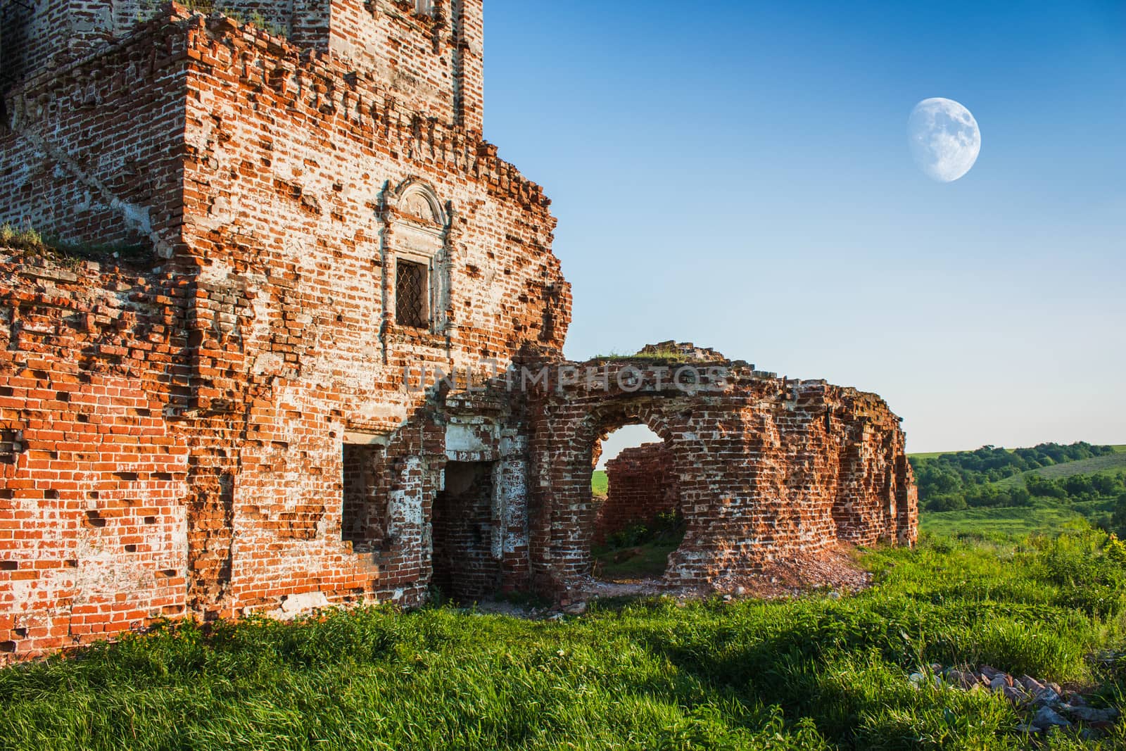 ruined ancient dilapidated brick church
