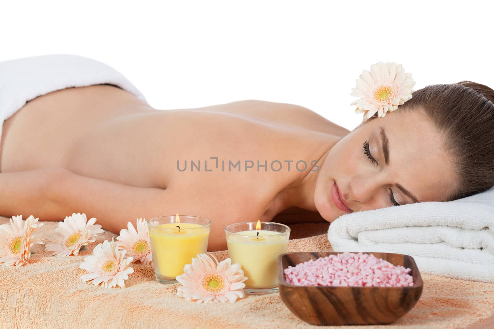 young attractive smilig woman doing wellness spa relaxing massage