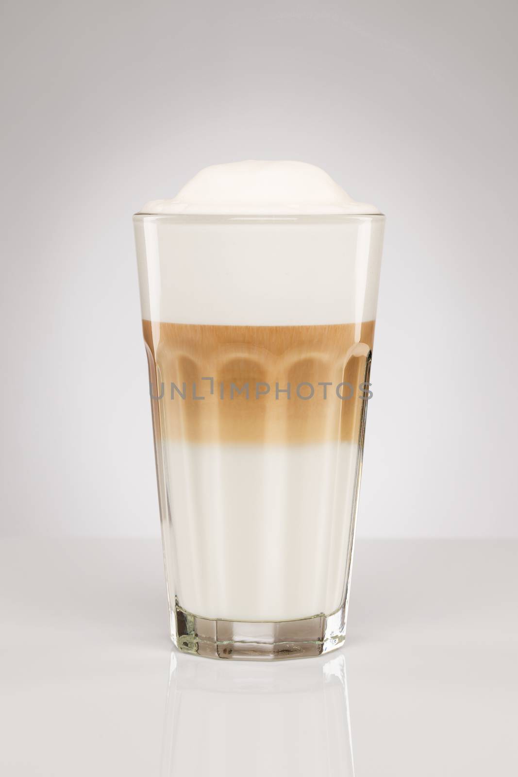 original latte macchiato coffee on gray background