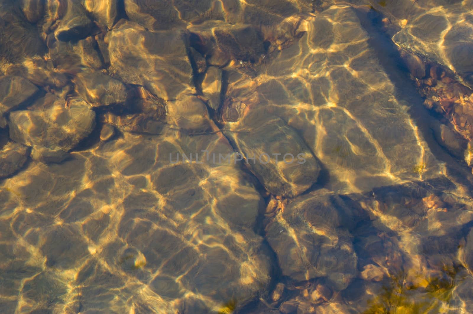 Sunlit reflection on water surface