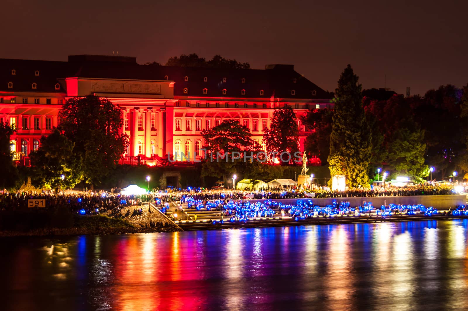 illuminated palace of Koblenz during Rhine in Flames 2013