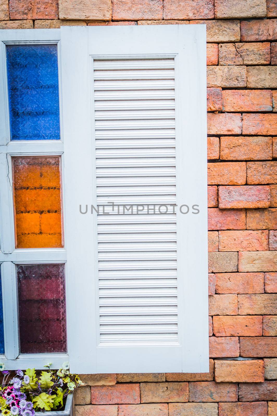 Window on a brick wall.
