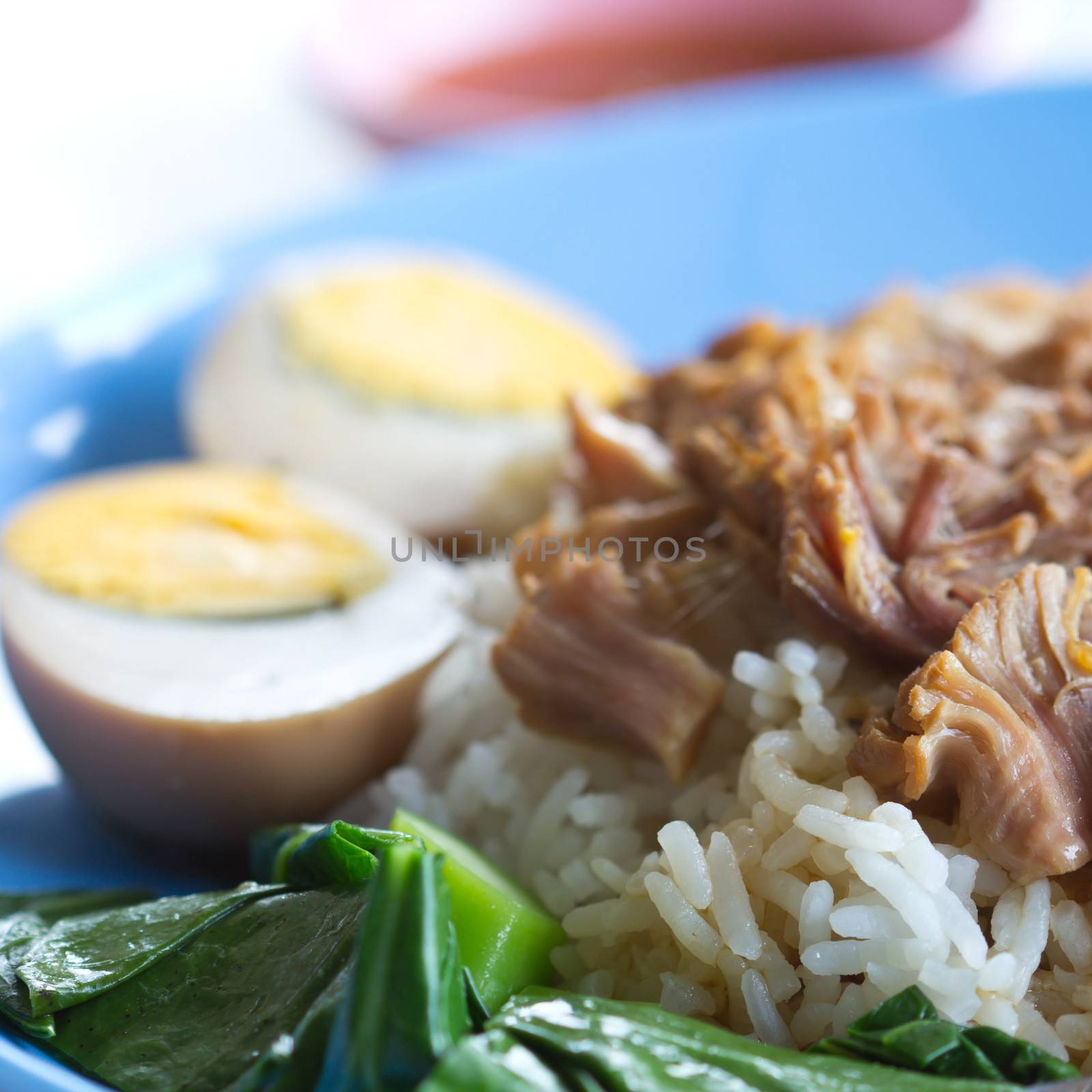 slices of roast pork trotters that typically accompanies plain rice