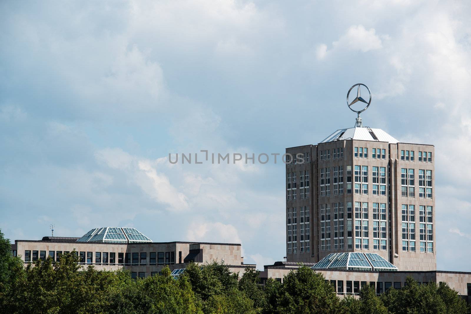 STUTTGART, GERMANY - AUGUST 10,2013: Headquarter of the Daimler group of companies, owner of the car manufacturer Mercedes-Benz, on August 10, 2013 in Stuttgart, Germany.