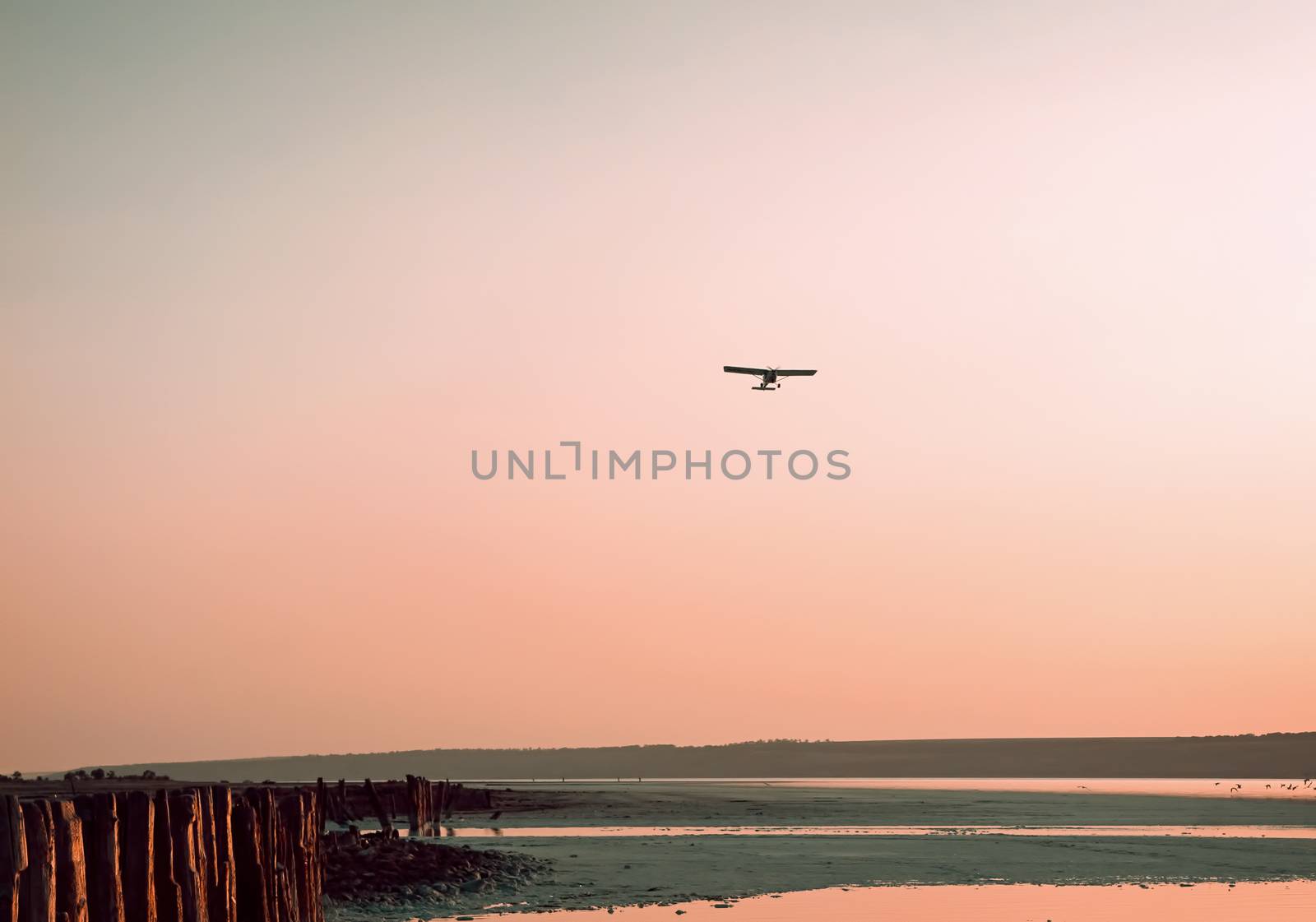 The plane on a background of the sky