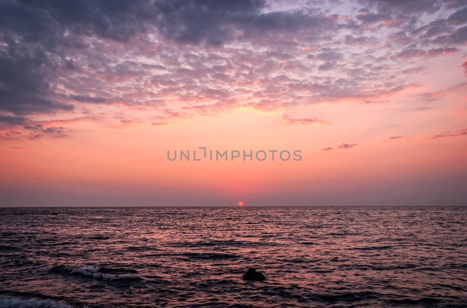 red purple sunset over the sea