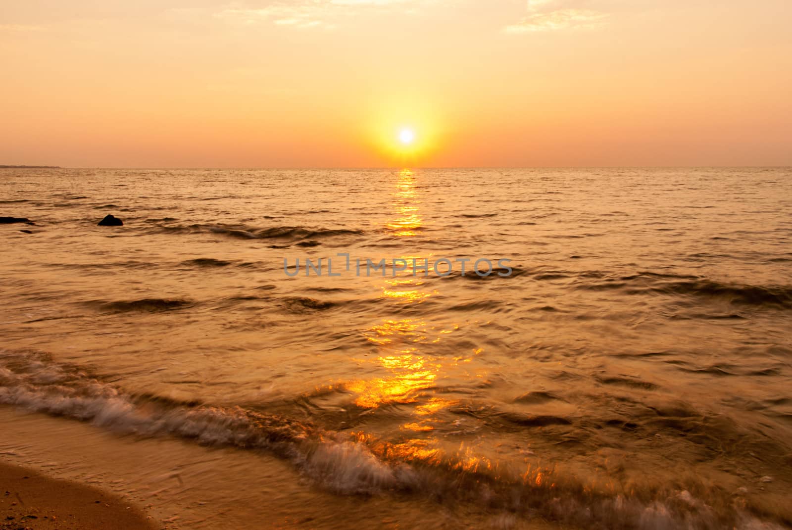 Red yellow sunrise over the sea