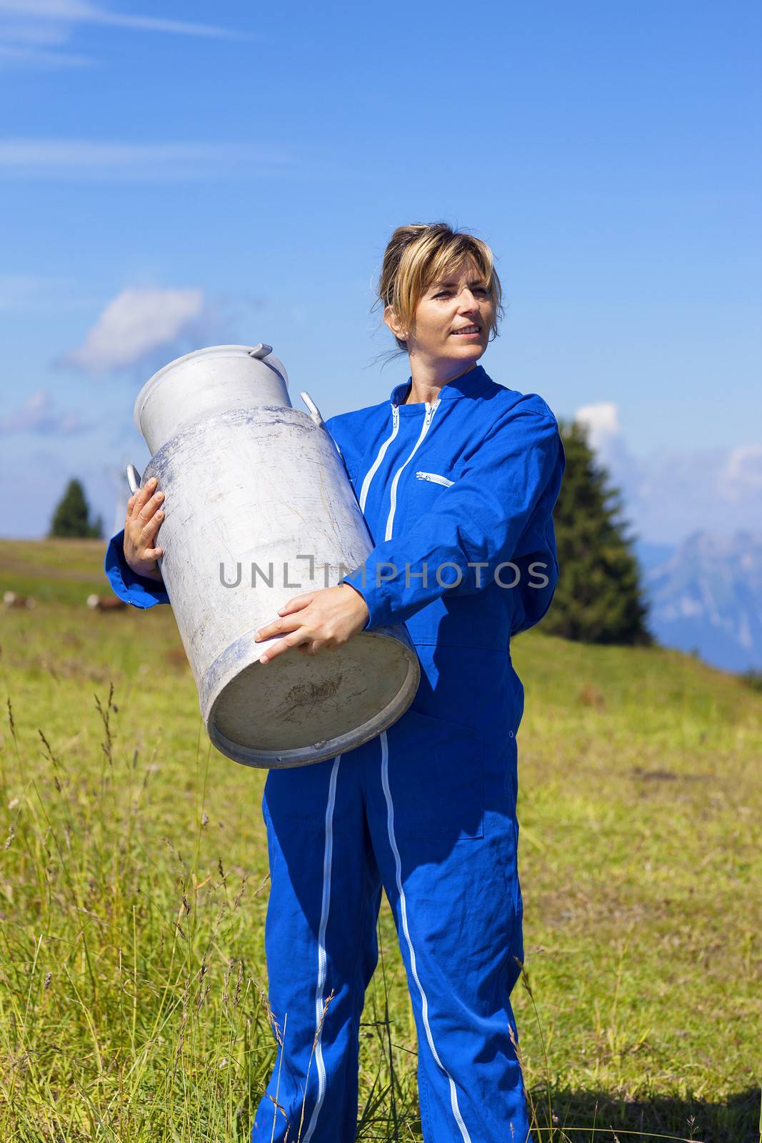 woman farmer with big bertha in her arms