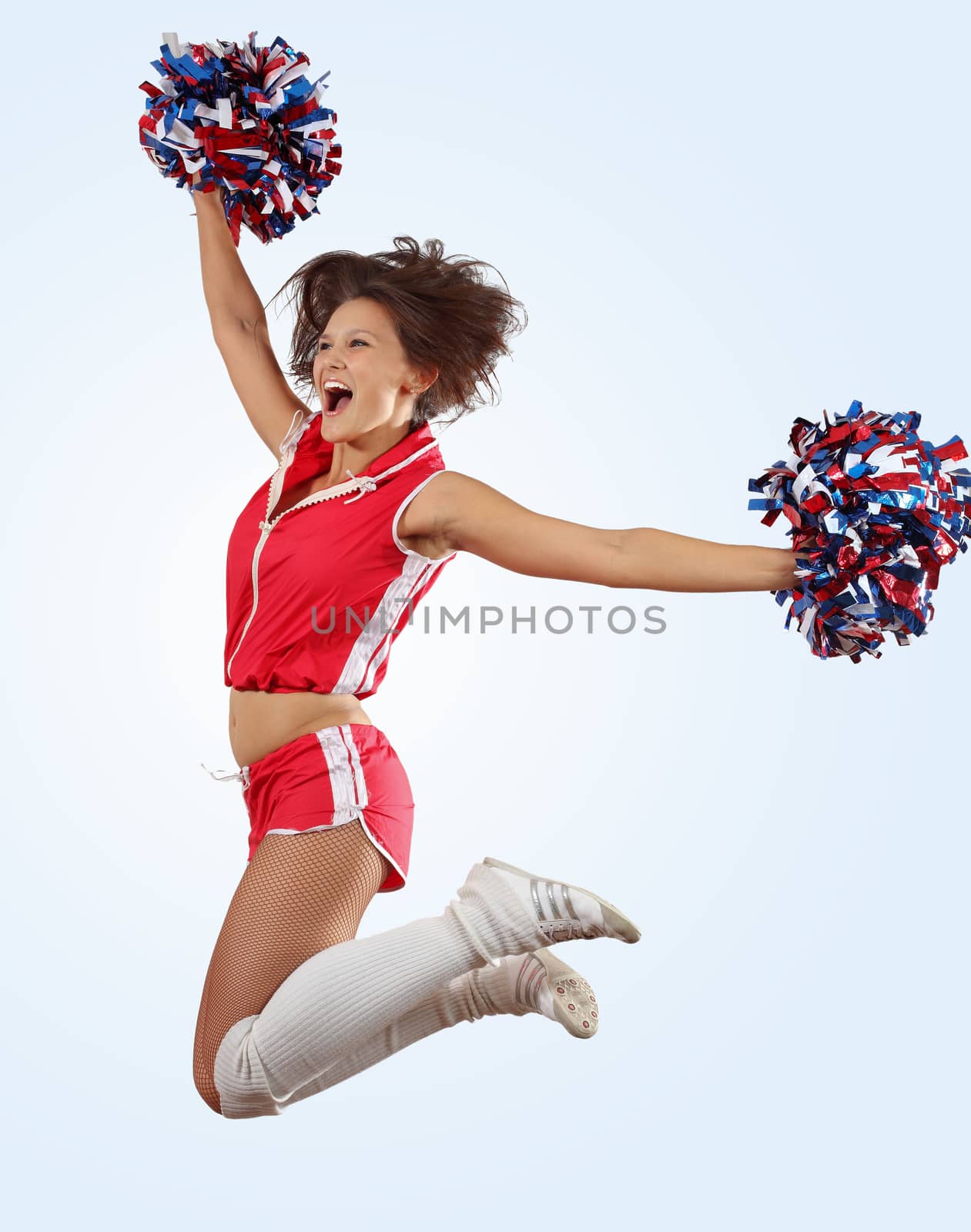 cheerleader girl jumping by sergey_nivens