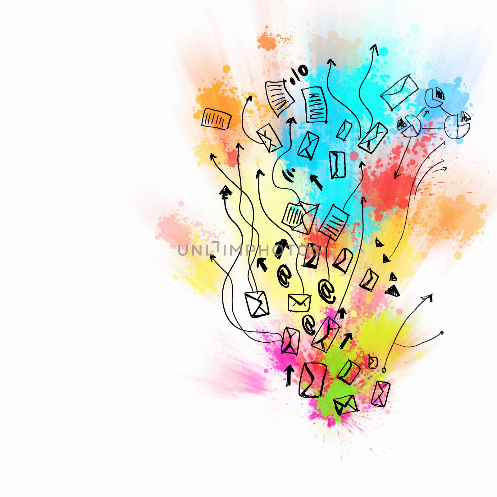 Background image with colorful splashes and drops