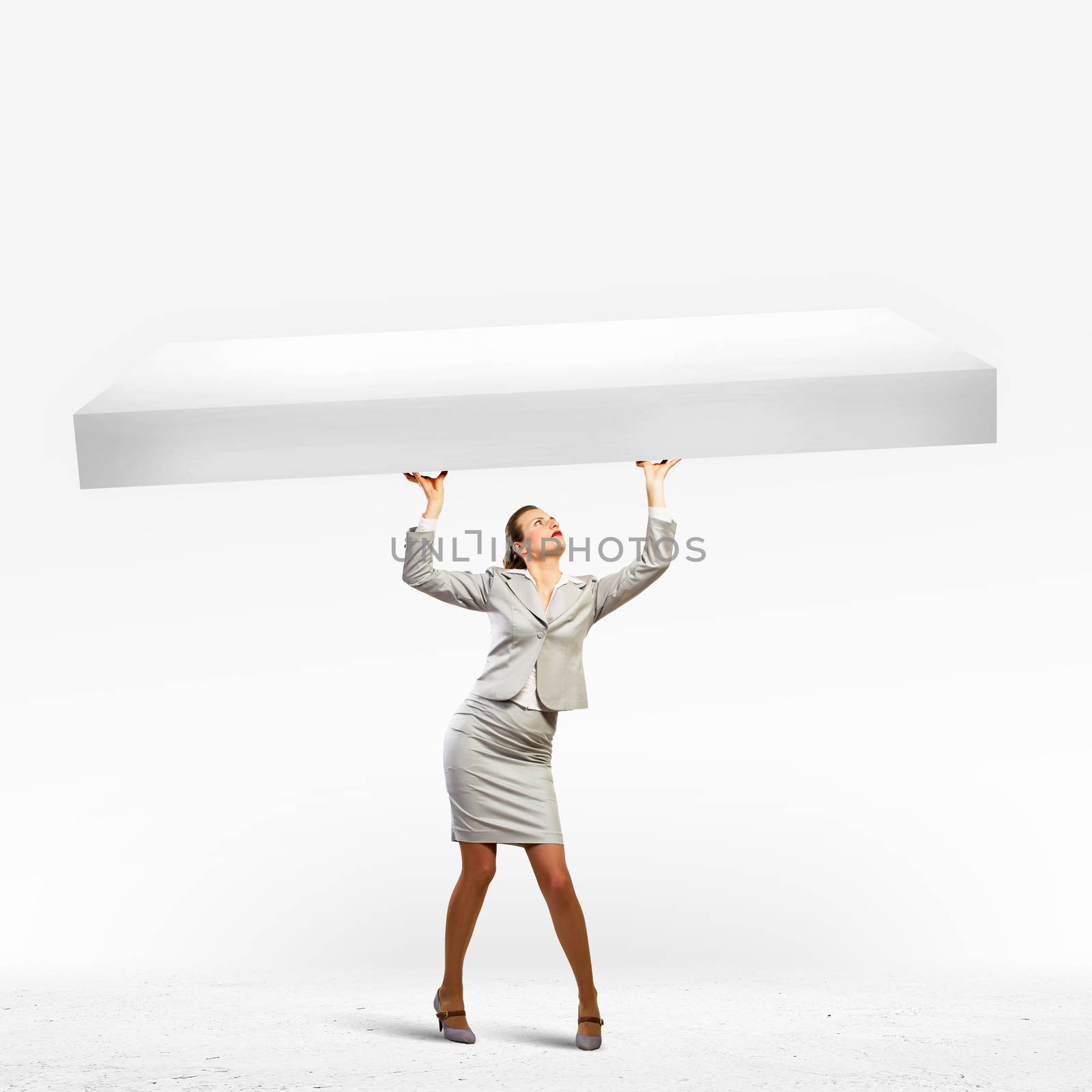 Businesswoman with banner by sergey_nivens