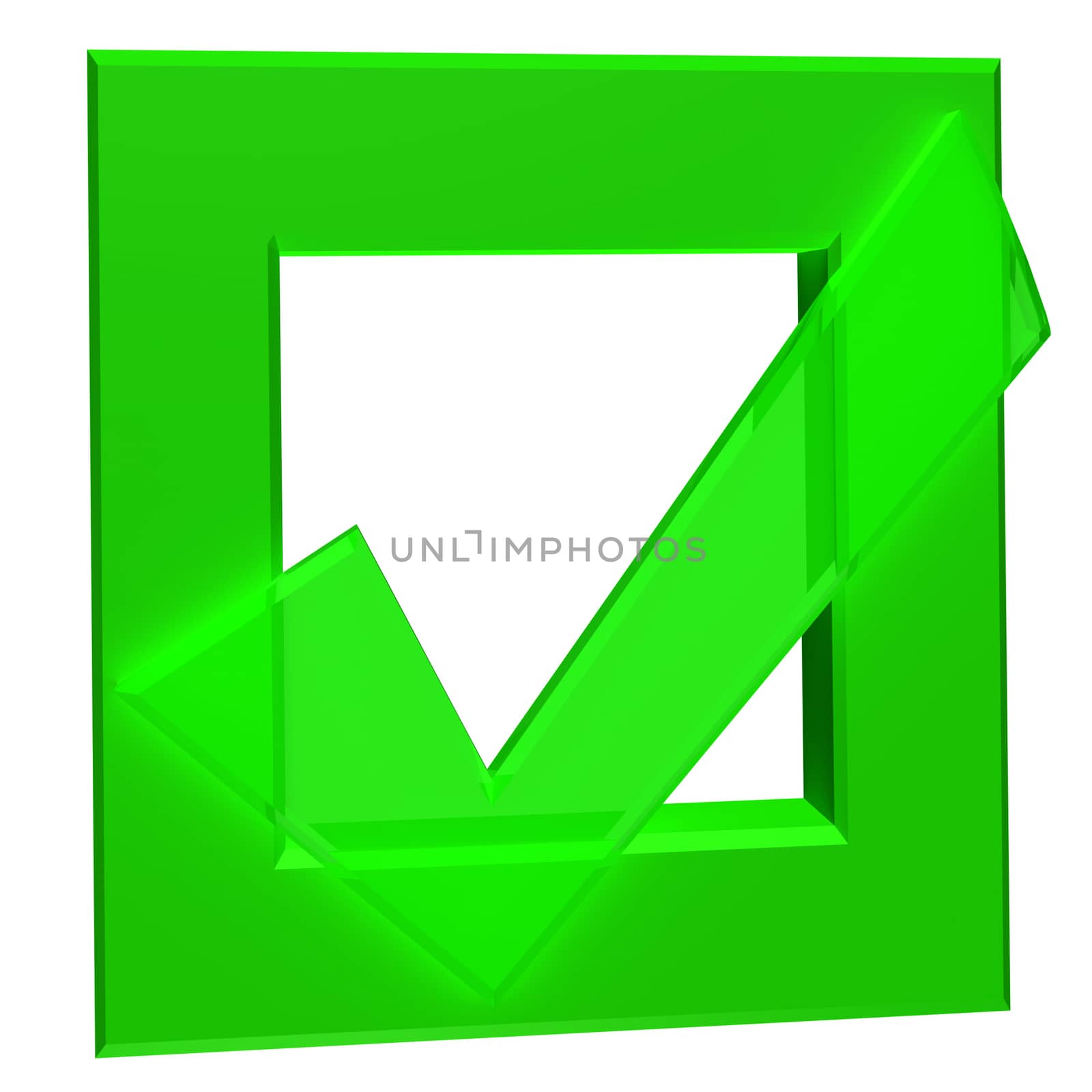 Green symbol of checkbox mark on white background