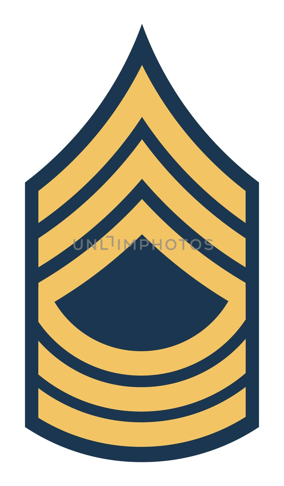 American Master Sergeant insignia rank badge isolated on white background.