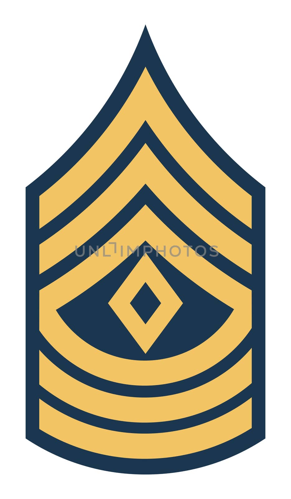 American First Sergeant insignia rank badge isolated on white background.