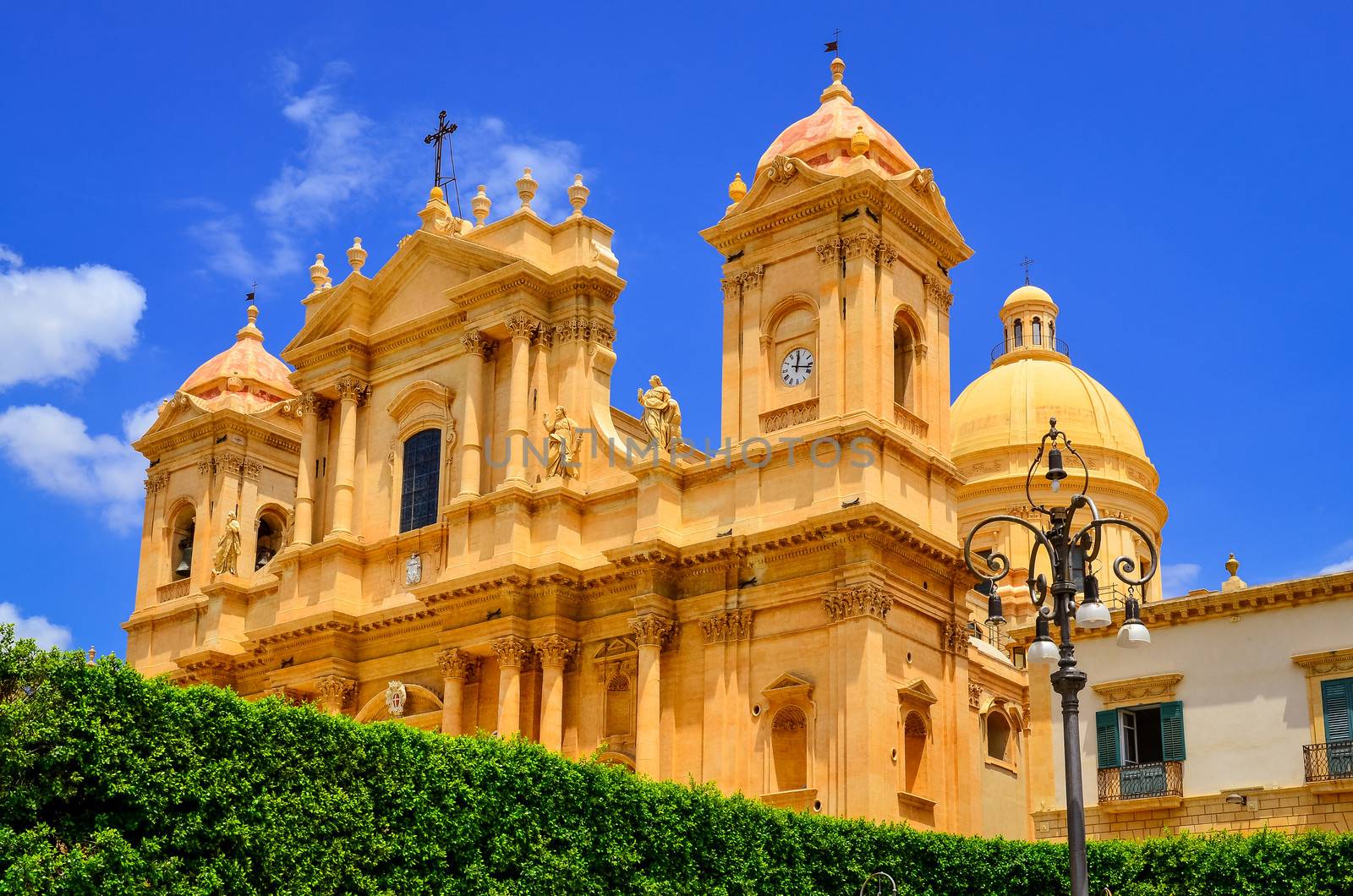 View of baroque style cathedral in old town Noto, Sicily, Italy