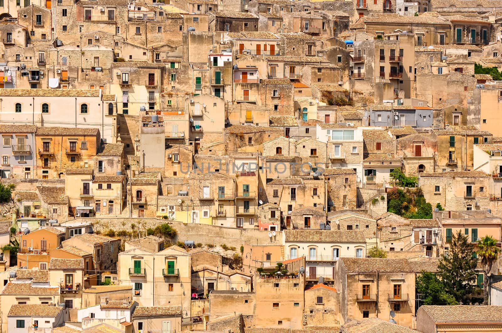 Detail of beautiful houses in town Modica, Sicily by martinm303