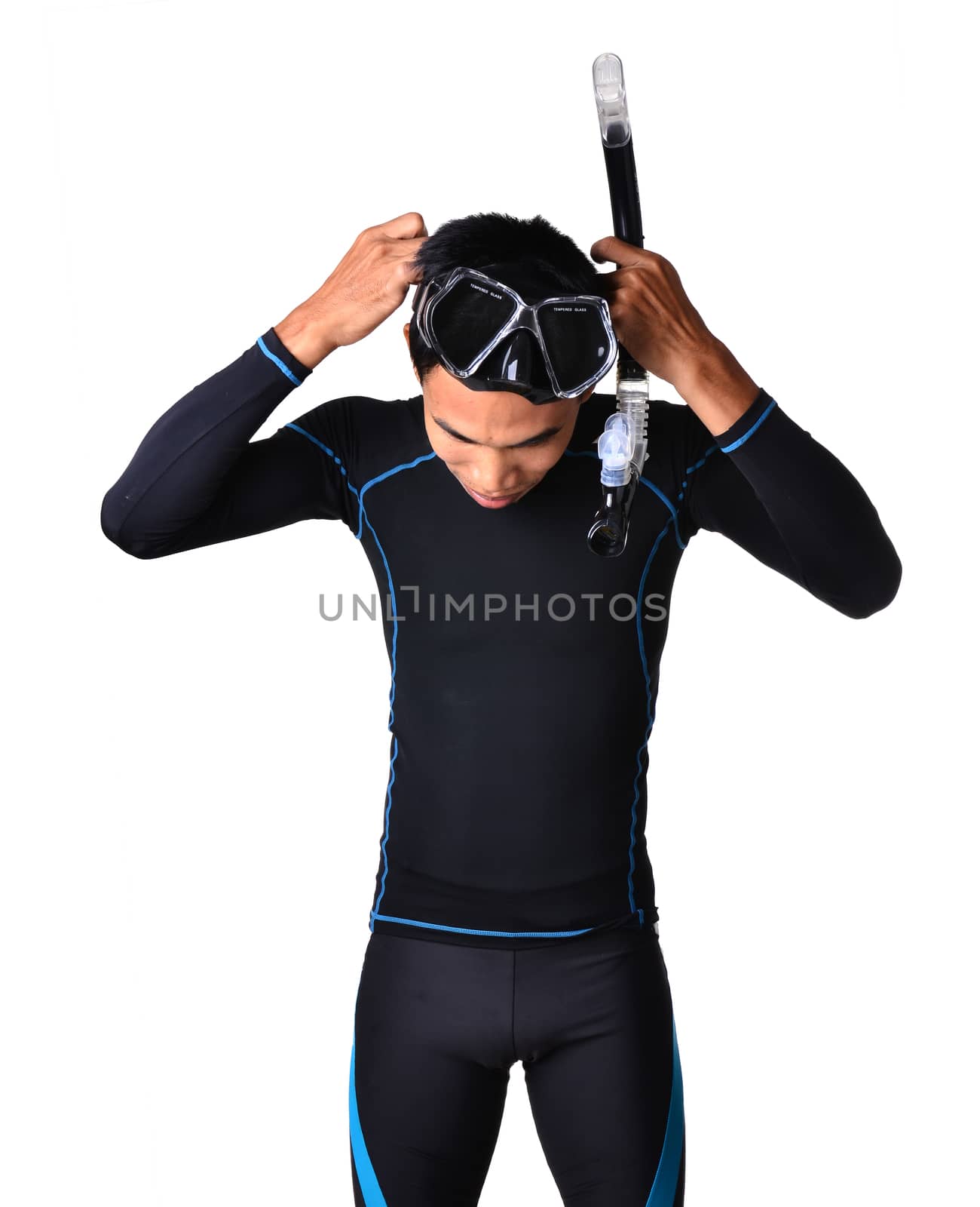 man with snorkeling equipment isolated by anankkml