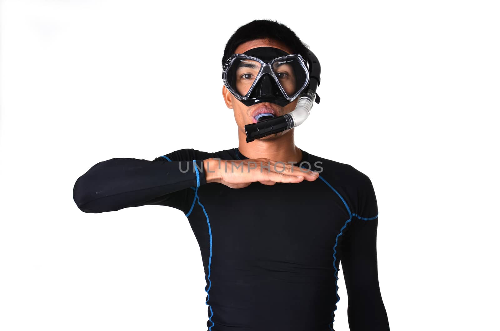 man with snorkeling equipment isolated by anankkml