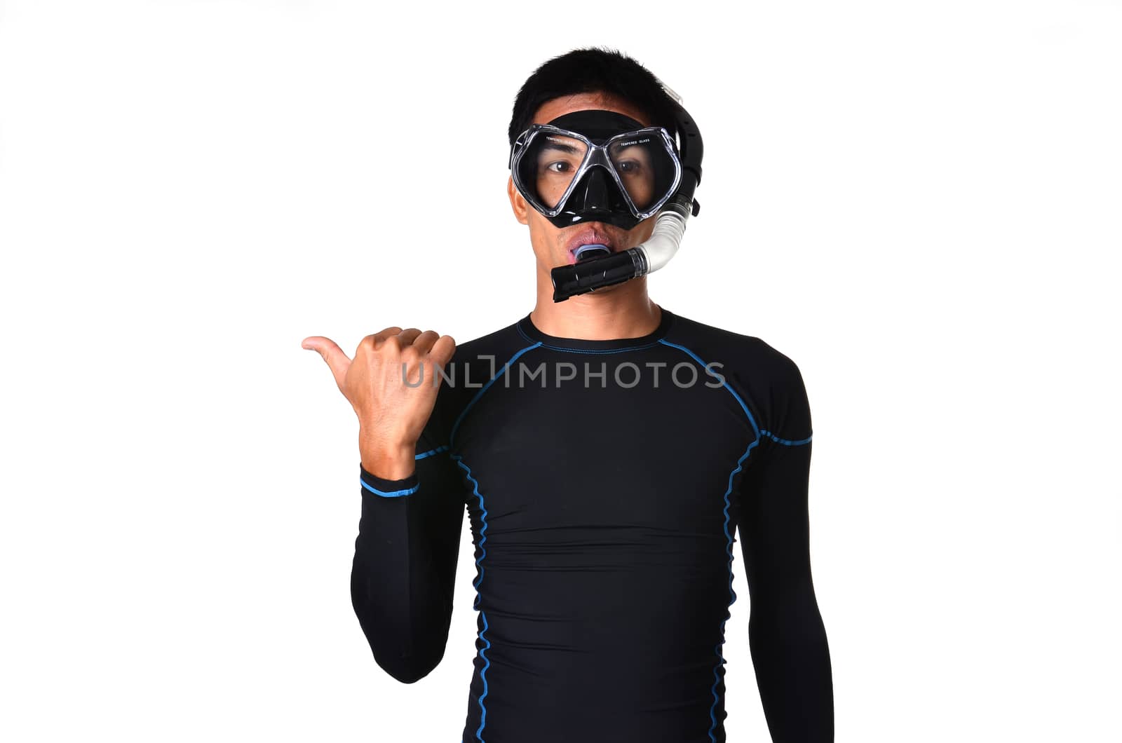 man with snorkeling equipment isolated by anankkml