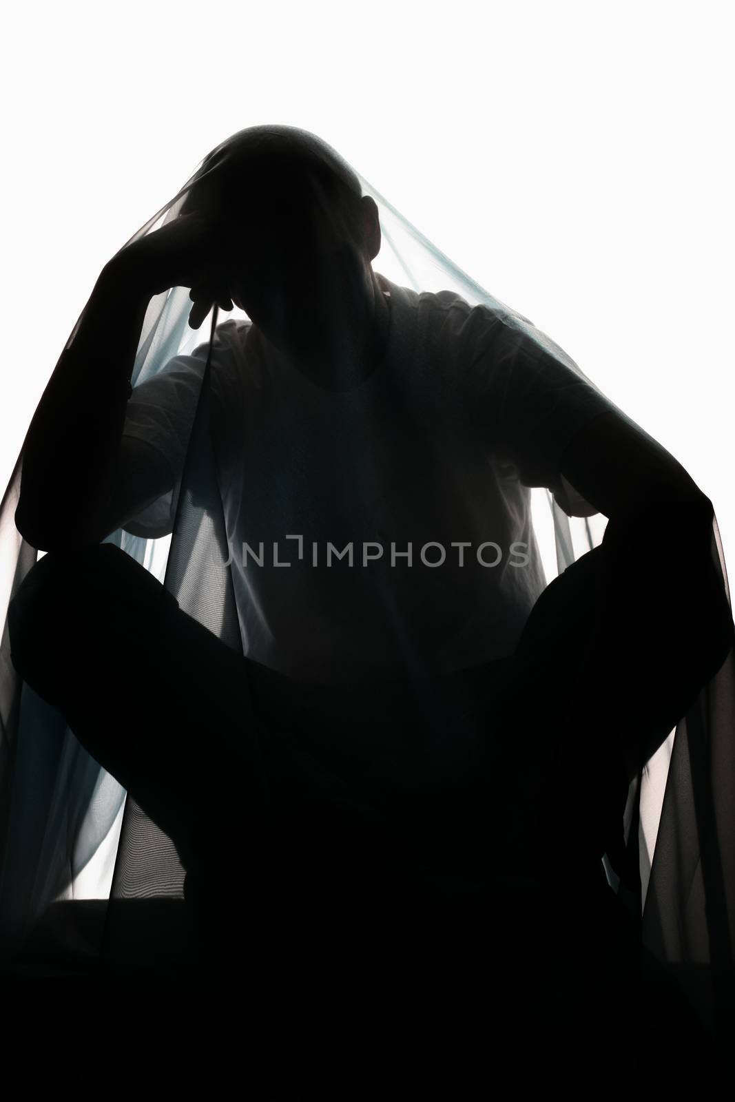 abstract man figure on white light