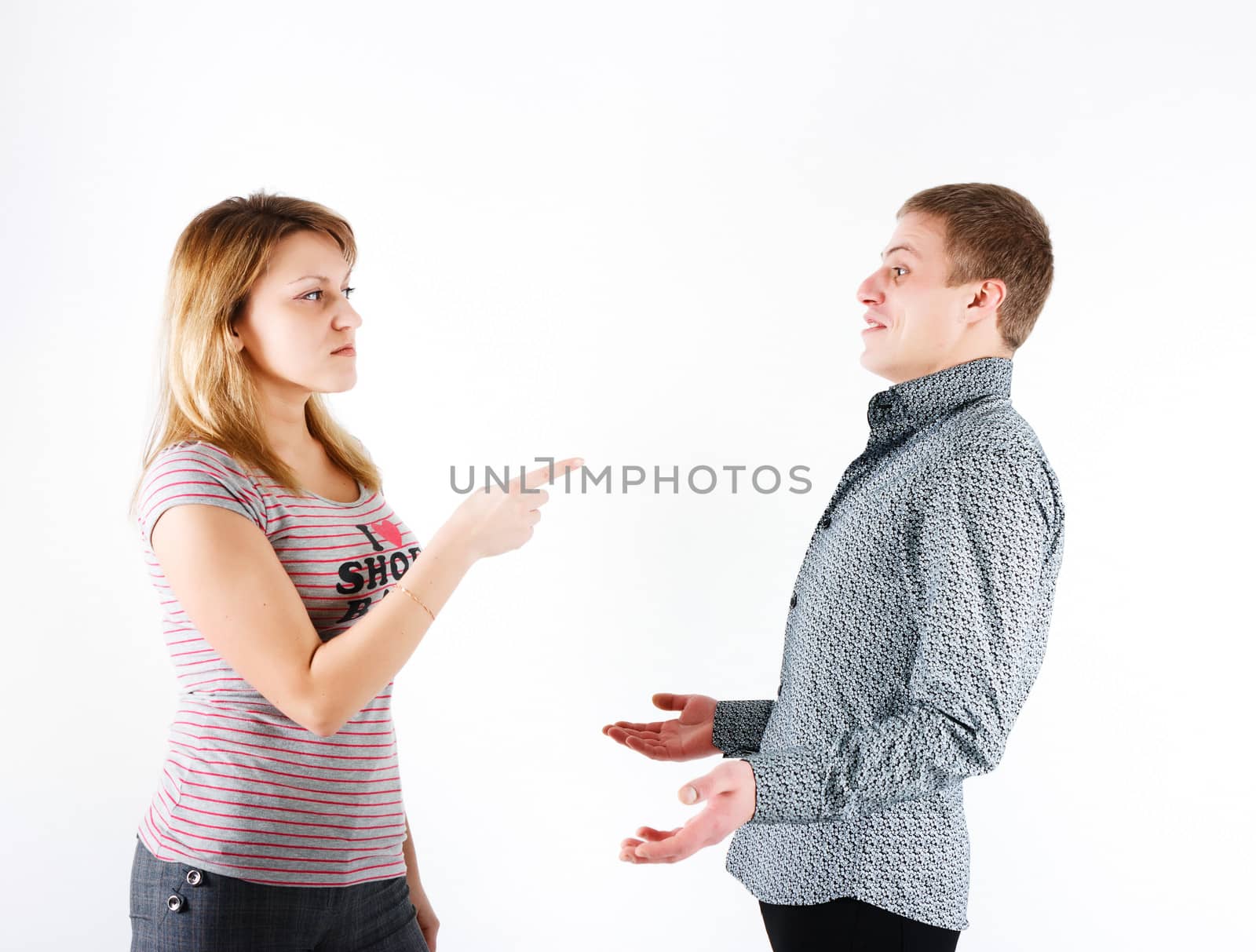 Woman arguing with a man. family quarrel