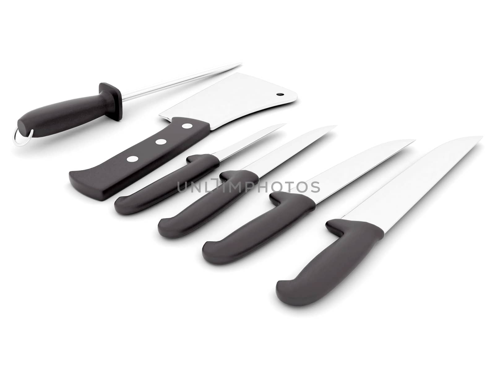 knife set on a white background isolated