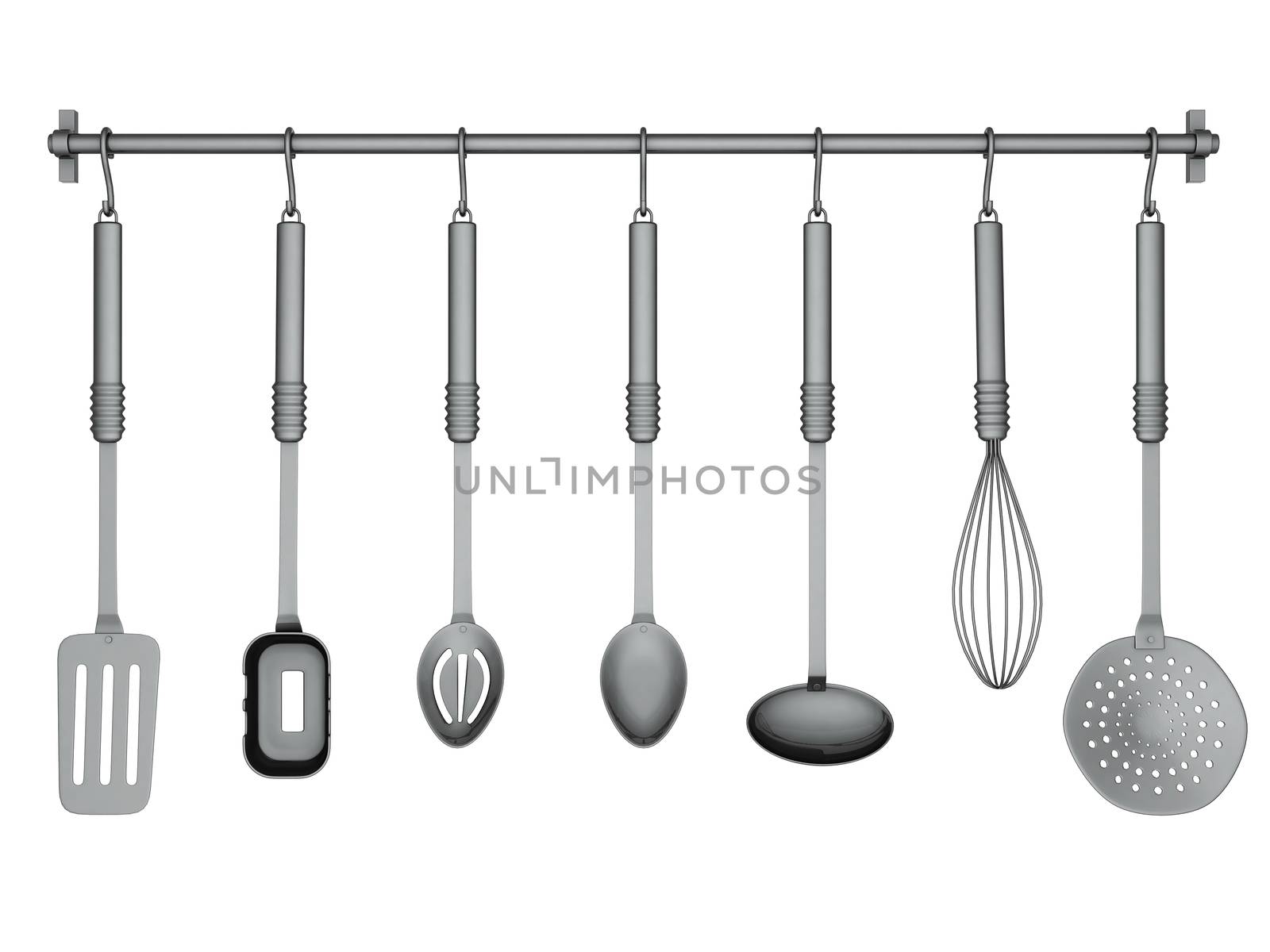 kitchen utensils isolated on white background