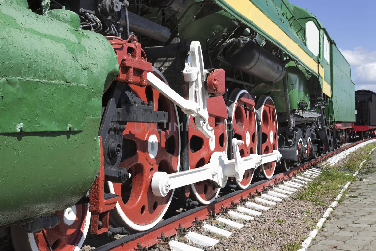 Wheel and drives a big old steam locomotive