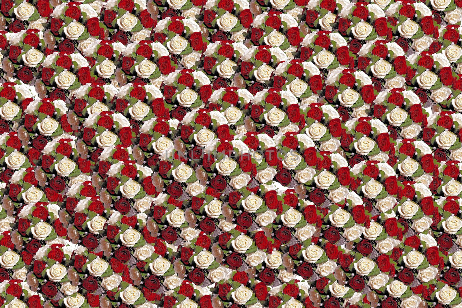 Background of red roses, white and yellow color