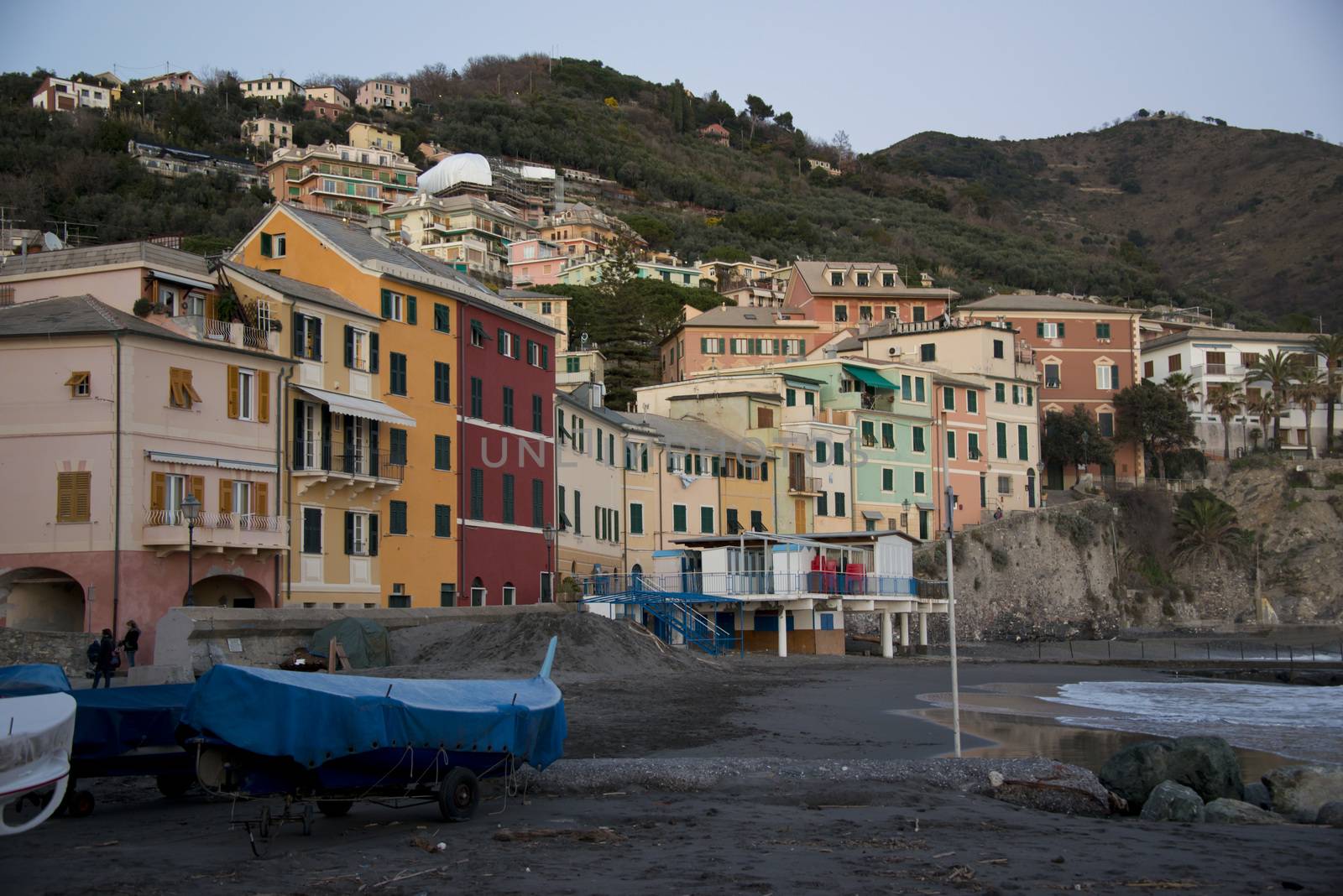 Typical fishing village of Bogliasco on the mediterranean sea. A picturesque town of the italian riviera.