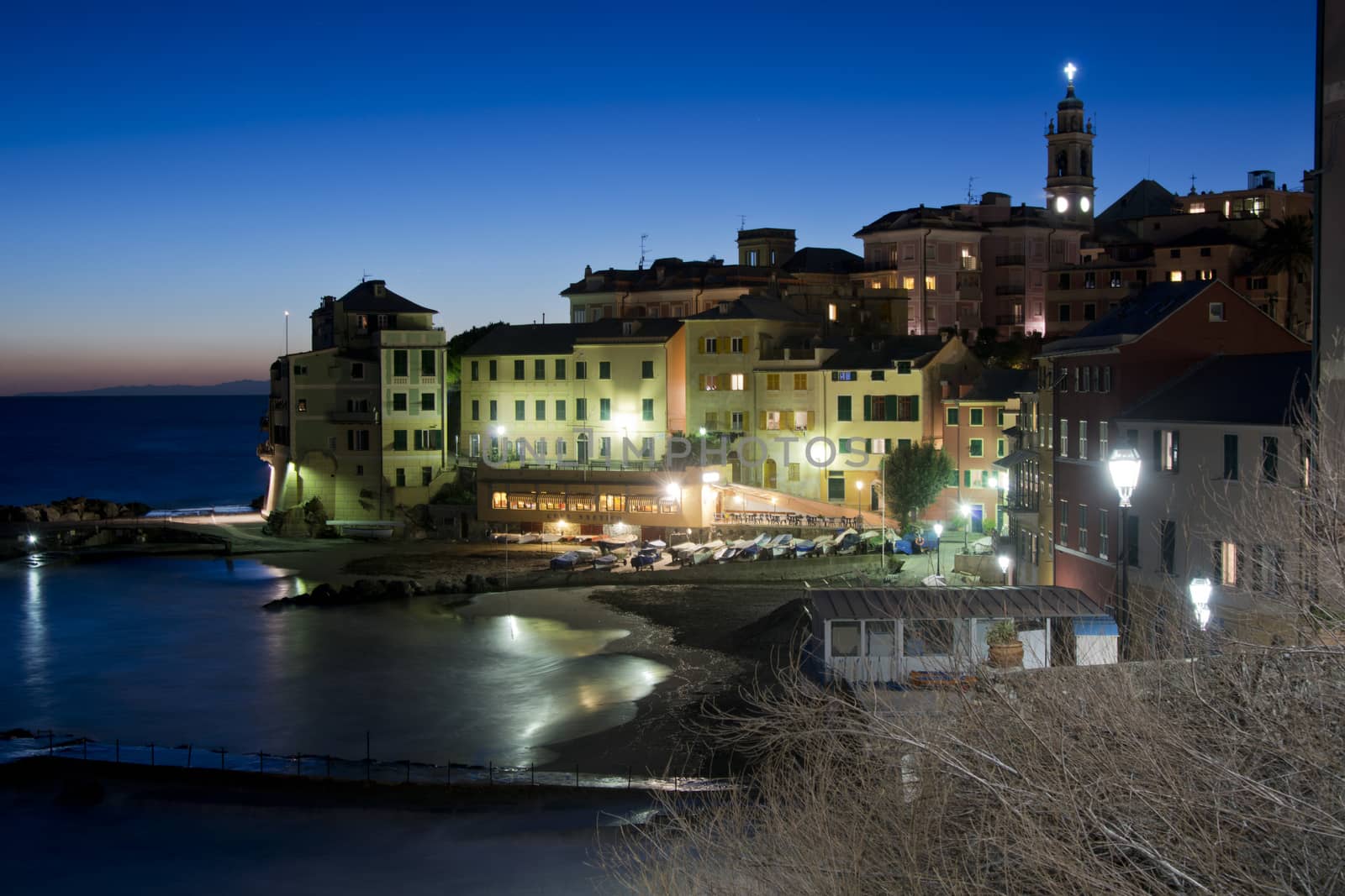 Typical fishing village of Bogliasco on the mediterranean sea. A picturesque town of the italian riviera.