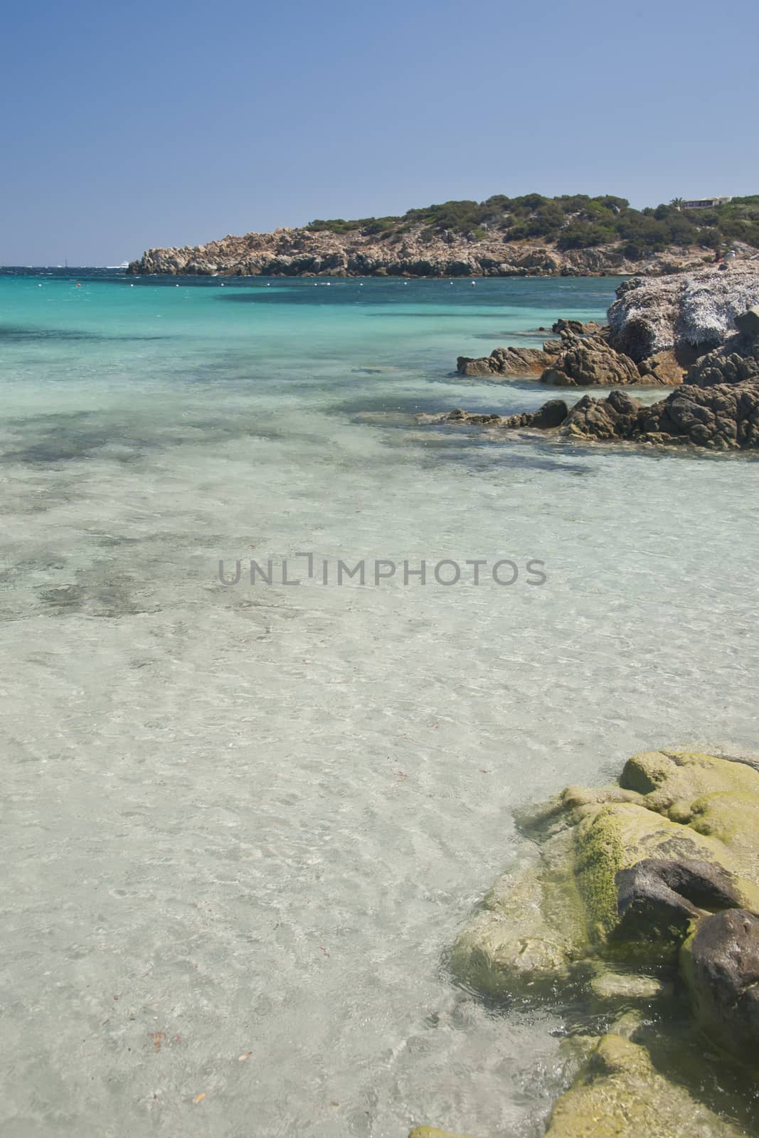 The wonderful colors of the sea in cala granu, a bay near Porto Cervo in Costa Smeralda